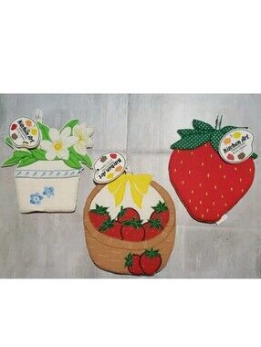 Vtg Jay Franco Kitchen Art Embroidered Shaped Pot Holders Decor Set Of 3 NWT